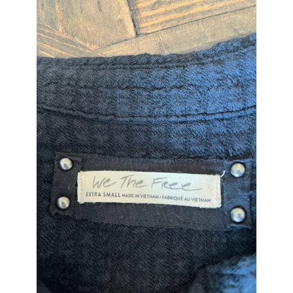 We the Free Oversized Boxy Gauzy Loose Button Up Women XS Neutral Boho Beachy - Picture 2 of 9